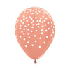 GLOBO LATEX REDONDO INFINITY® CONFETTI METAL DORADO ROSA