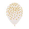 GLOBO LATEX REDONDO INFINITY® CONFETTI DORADO FASHION TRANSPARENTE