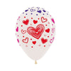 INFINITY® ROUND LATEX BALLOON HEARTS 3 TRANSPARENT FASHION INKS