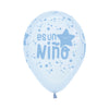 ROUND LATEX BALLOON INFINITY® IS A BOY PASTEL BLUE CRYSTAL