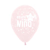 GLOBO LATEX REDONDO INFINITY® ES UNA NIÑA ESTRELLA PASTEL MATE ROSADO