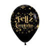 INFINITY® ROUND LATEX BALLOON HAPPY BIRTHDAY FROSTY DIAMOND GOLD FASHION BLACK