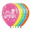 GLOBO LATEX REDONDO INFINITY® FELIZ CUMPLEAÑOS TROPICAL FASHION SURTIDO TROPICAL