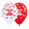 GLOBO LATEX REDONDO INFINITY® FELIZ DIA MAMA CORAZONES FASHION SURTIDO ROJO - BLANCO