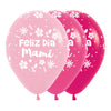 GLOBO LATEX REDONDO INFINITY® FELIZ DIA MAMI FLORES FASHION SURTIDO ROSA SILVESTRE