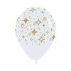 INFINITY® ROUND LATEX BALLOON FROSTY GOLD DIAMOND FASHION WHITE