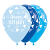 GLOBO LATEX REDONDO INFINITY® HAPPY BIRTHDAY TRIANGULOS NIÑO FASHION SURTIDO NIÑO