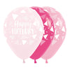 ROUND LATEX BALLOON INFINITY® HAPPY BIRTHDAY TRIANGLES GIRL FASHION ASSORTED GIRL