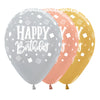 ROUND LATEX BALLOON INFINITY® HAPPY BIRTHDAY SQUARE SATIN &amp; ASSORTED METAL