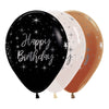 GLOBO LATEX REDONDO INFINITY® HAPPY BIRTHDAY RADIANTE METALINK FASHION Y METAL SURTIDO