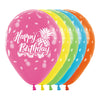 GLOBO LATEX REDONDO INFINITY® HAPPY BIRTHDAY TROPICAL FASHION SURTIDO TROPICAL