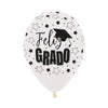 GLOBO LATEX REDONDO INFINITY® MENSAJES GRADO FASHION TRANSPARENTE