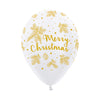 ROUND LATEX BALLOON INFINITY® MERRY CHRISTMAS GOLD FASHION WHITE