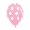 GLOBO LATEX REDONDO INFINITY® POLKA BLANCO FASHION ROSADO