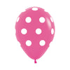 ROUND LATEX BALLOON INFINITY® POLKA WHITE FASHION FUCHSIA