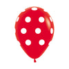 ROUND LATEX BALLOON INFINITY® POLKA WHITE FASHION RED