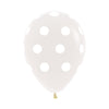 GLOBO LATEX REDONDO INFINITY® POLKA BLANCO FASHION TRANSPARENTE