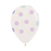 GLOBO LATEX REDONDO INFINITY® POLKA PASTEL FASHION TRANSPARENTE