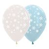 INFINITY® ROUND LATEX BALLOON CRYSTAL AND SATIN SNOWFLAKES ASSORTED