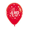 GLOBO LATEX REDONDO INFINITY® TE AMO FASHION ROJO