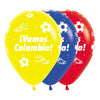 GLOBO LATEX REDONDO INFINITY® VAMOS COLOMBIA FASHION SURTIDO TRICOLOR