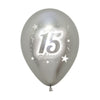 ROUND LATEX BALLOON 2 SIDES MY 15 YEARS REFLEX SILVER