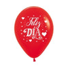 ROUND LATEX BALLOON 2 SIDES HAPPY DAY HEARTS FASHION RED