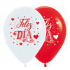 ROUND LATEX BALLOON 2 SIDES HAPPY DAY HEARTS FASHION ASSORTMENT RED - WHITE