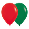 FASHION ROUND LATEX BALLOON ASSORTMENT CHRISTMAS RED AND JUNGLE GREEN