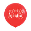 GLOBO LATEX REDONDO 2 CARAS FELIZ NAVIDAD CORONA FASHION ROJO