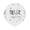 GLOBO LATEX REDONDO INFINITY® FELIZ CUMPLEAÑOS FANTASIA METALINK FASHION TRANSPARENTE