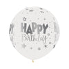 ROUND LATEX BALLOON INFINITY® HAPPY BIRTHDAY FANTASIA METALINK FASHION TRANSPARENT