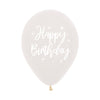 ROUND LATEX BALLOON 2 SIDES HAPPY BIRTHDAY RADIANT FASHION TRANSPARENT