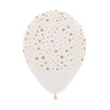 INFINITY® ROUND LATEX BALLOON WITH GOLDEN STARS FASHION TRANSPARENT